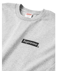 Мужская серая футболка с длинным рукавом от Supreme