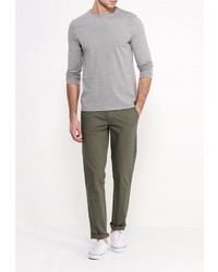 Мужская серая футболка с длинным рукавом от Topman