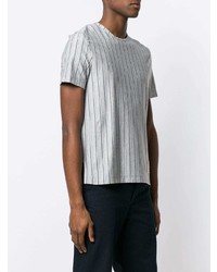 Мужская серая футболка с круглым вырезом в вертикальную полоску от Thom Browne