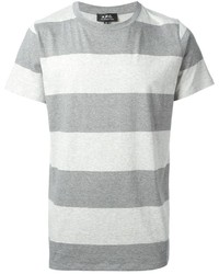 Мужская серая футболка с круглым вырезом в горизонтальную полоску от A.P.C.