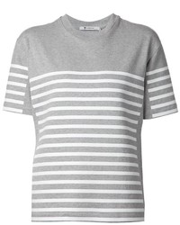 Женская серая футболка с круглым вырезом в горизонтальную полоску от Alexander Wang