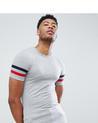 Мужская серая футболка с круглым вырезом в горизонтальную полоску от ASOS DESIGN
