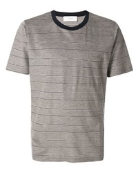 Мужская серая футболка с круглым вырезом в горизонтальную полоску от Cerruti 1881