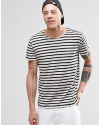 Мужская серая футболка с круглым вырезом в горизонтальную полоску от Cheap Monday