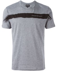 Мужская серая футболка с круглым вырезом в горизонтальную полоску от Emporio Armani