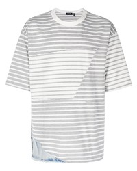 Мужская серая футболка с круглым вырезом в горизонтальную полоску от FIVE CM