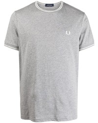 Мужская серая футболка с круглым вырезом в горизонтальную полоску от Fred Perry