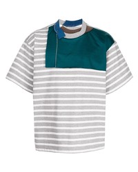 Мужская серая футболка с круглым вырезом в горизонтальную полоску от Kolor
