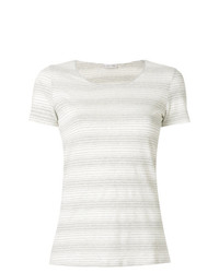 Женская серая футболка с круглым вырезом в горизонтальную полоску от Le Tricot Perugia