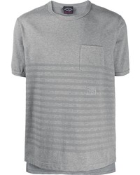 Мужская серая футболка с круглым вырезом в горизонтальную полоску от Paul & Shark