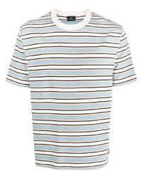 Мужская серая футболка с круглым вырезом в горизонтальную полоску от Paul Smith