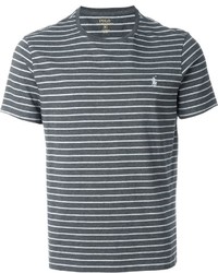 Мужская серая футболка с круглым вырезом в горизонтальную полоску от Polo Ralph Lauren