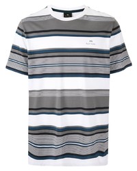 Мужская серая футболка с круглым вырезом в горизонтальную полоску от PS Paul Smith