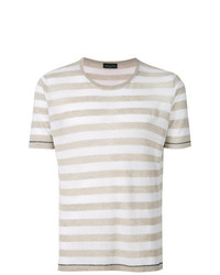 Мужская серая футболка с круглым вырезом в горизонтальную полоску от Roberto Collina