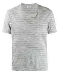 Мужская серая футболка с круглым вырезом в горизонтальную полоску от Saint Laurent