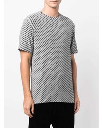 Мужская серая футболка с круглым вырезом в горизонтальную полоску от Giorgio Armani