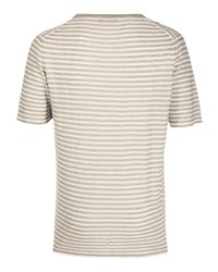 Мужская серая футболка с круглым вырезом в горизонтальную полоску от Roberto Collina