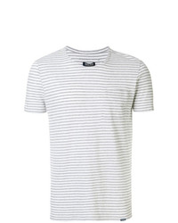 Мужская серая футболка с круглым вырезом в горизонтальную полоску от Woolrich