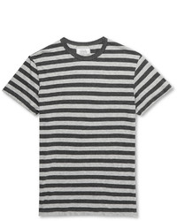 Мужская серая футболка с круглым вырезом в горизонтальную полоску