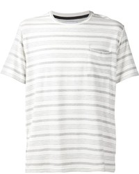 Мужская серая футболка с круглым вырезом в горизонтальную полоску