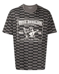 Мужская серая футболка с круглым вырезом в клетку от True Religion