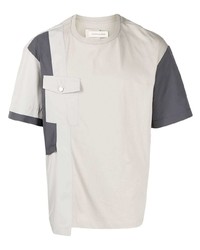 Мужская серая футболка с круглым вырезом в стиле пэчворк от Feng Chen Wang