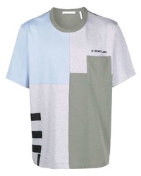 Мужская серая футболка с круглым вырезом в стиле пэчворк от Helmut Lang