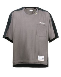 Мужская серая футболка с круглым вырезом в стиле пэчворк от Maison Mihara Yasuhiro