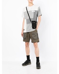 Мужская серая футболка с круглым вырезом в стиле пэчворк от Izzue