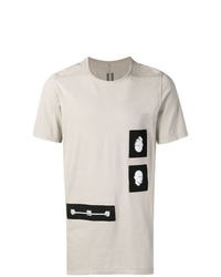 Мужская серая футболка с круглым вырезом в стиле пэчворк от Rick Owens DRKSHDW