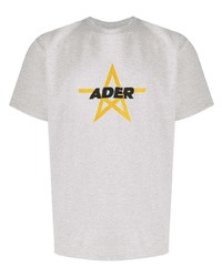 Мужская серая футболка с круглым вырезом с вышивкой от Ader Error