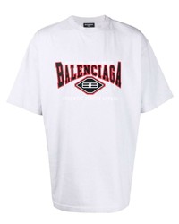Мужская серая футболка с круглым вырезом с вышивкой от Balenciaga
