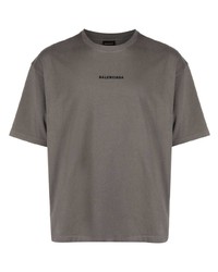 Мужская серая футболка с круглым вырезом с вышивкой от Balenciaga