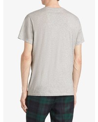 Мужская серая футболка с круглым вырезом с вышивкой от Burberry