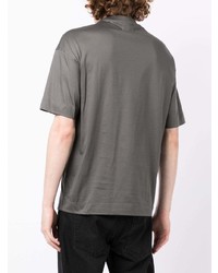 Мужская серая футболка с круглым вырезом с вышивкой от Emporio Armani