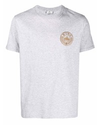 Мужская серая футболка с круглым вырезом с вышивкой от Etro