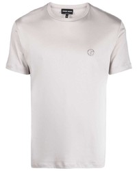 Мужская серая футболка с круглым вырезом с вышивкой от Giorgio Armani