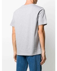 Мужская серая футболка с круглым вырезом с вышивкой от A.P.C.