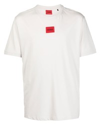 Мужская серая футболка с круглым вырезом с вышивкой от Hugo