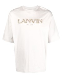 Мужская серая футболка с круглым вырезом с вышивкой от Lanvin
