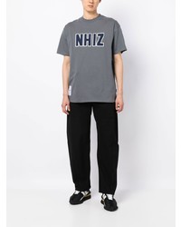 Мужская серая футболка с круглым вырезом с вышивкой от Izzue