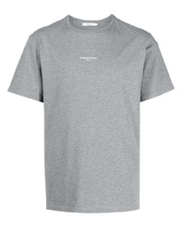 Мужская серая футболка с круглым вырезом с вышивкой от MAISON KITSUNÉ
