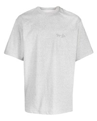 Мужская серая футболка с круглым вырезом с вышивкой от MAISON KITSUNÉ