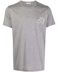 Мужская серая футболка с круглым вырезом с вышивкой от Moncler