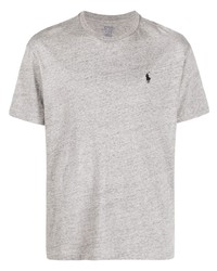 Мужская серая футболка с круглым вырезом с вышивкой от Polo Ralph Lauren
