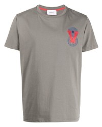 Мужская серая футболка с круглым вырезом с вышивкой от Ports V