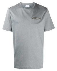 Мужская серая футболка с круглым вырезом с вышивкой от Salvatore Ferragamo