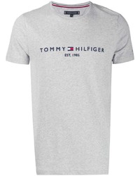 Мужская серая футболка с круглым вырезом с вышивкой от Tommy Hilfiger