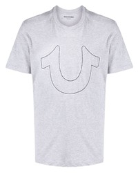 Мужская серая футболка с круглым вырезом с вышивкой от True Religion