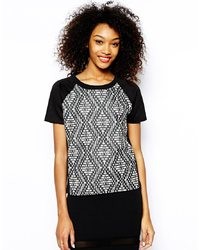 Женская серая футболка с круглым вырезом с геометрическим рисунком от Vero Moda